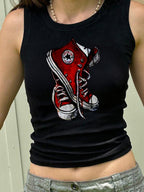 Shoes Printed Crewneck Slim Fit Tank Top