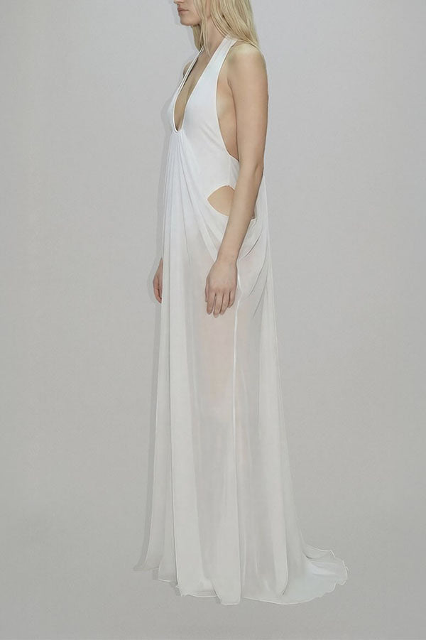 Saffron Muse Draped Halter Dress