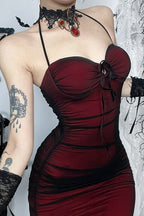 Mesh Strap Slim Gothic Dress