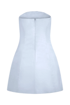Leslie Gathered Taffeta Mini Dress - Frosted Blue