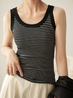 Striped Print U Neck Tank Top