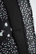 Black Square Neck Spaghetti Strap Contrast Polka Dot Slit Maxi Dress