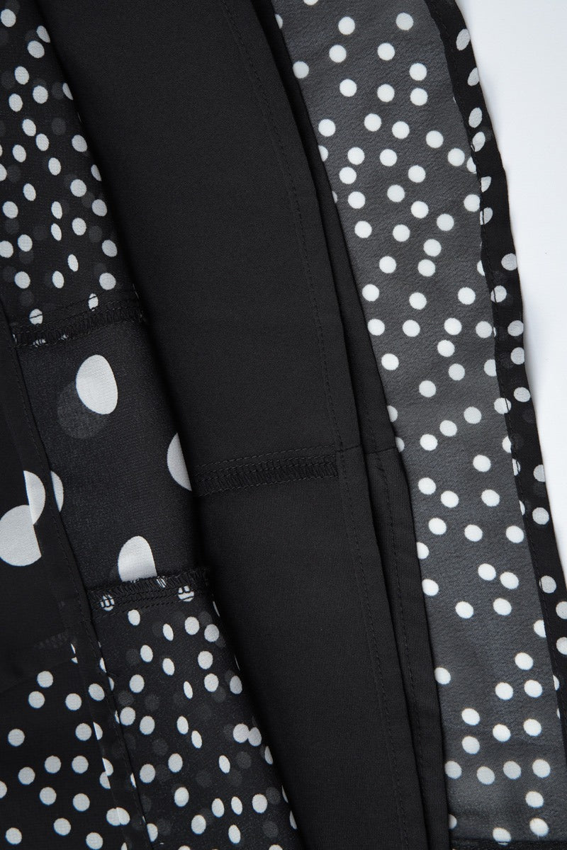 Black Square Neck Spaghetti Strap Contrast Polka Dot Slit Maxi Dress