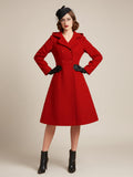 Vintage Hooded A-line Double-breasted Woolen Midi Coat For Women 2026