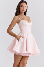 Spaghetti Strap Puff Mini Dress