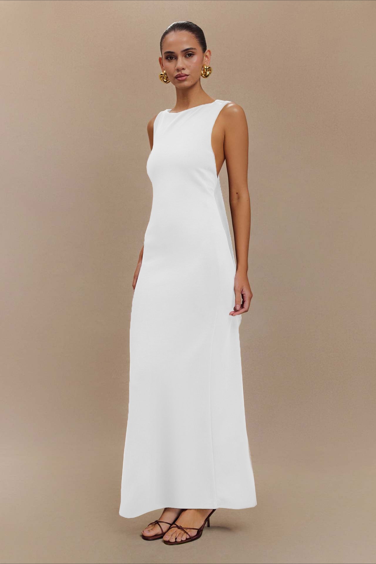 High Neck Sleeveless Wide Strap Bodycon Maxi Mini Dress