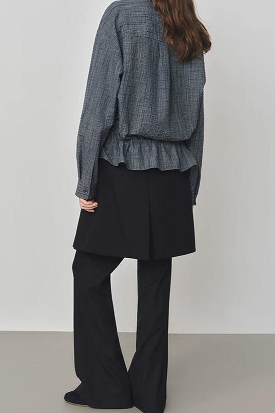Vintage Textured Plaid Blouse