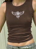 Skull Print Ribbed Tank Top