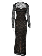 Elegant Black Floral Lace Shrug Maxi Dress Bodycon Evening Gown For Women 2026