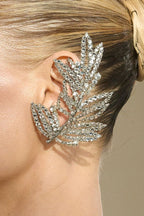 Rhinestone Leaf Ear-Cuff Earrings