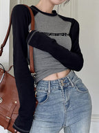 Raglan Contrast Color Slim Long Sleeve Tee