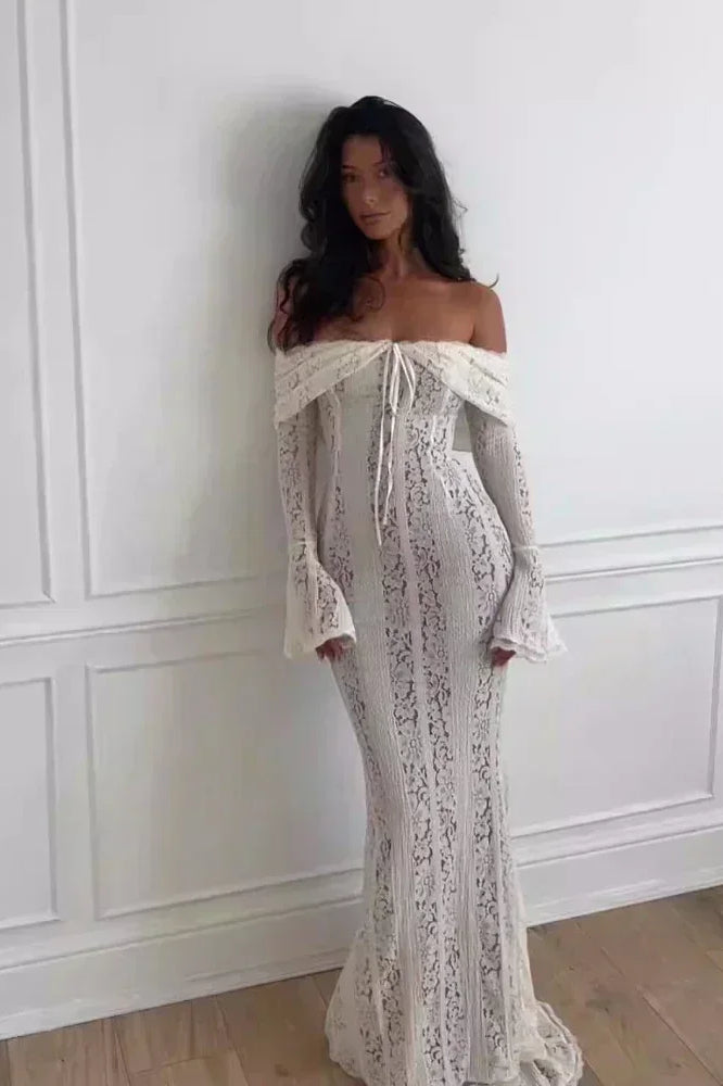 Lace Off Shoulder Maxi Dress