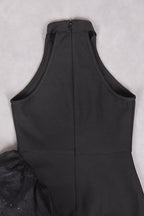 Black Ruffled Mesh Asymmetrical Party Dress