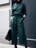 Solid Color Simple Casual Suit Trousers Set