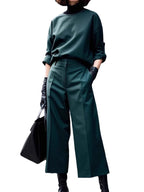 Solid Color Simple Casual Suit Trousers Set