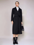 Wool Cashmere Blend Coat Belted Camel Wide Lapel Winter Double-Faced Outerwear For Women 2026