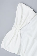 Strapless Sweetheart Neck Twist Cutout Ruched Drop Waist Maxi Dress
