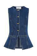 Abel Denim Button Up Princess Seams Pocket Vest Top