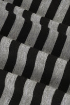 Black White Stripe One Shoulder Slim Long Sleeve Blouse