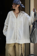 Ruffled Patchwork Long Sleeve Blouse