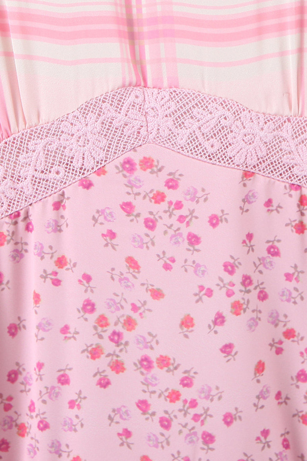 Patchwork Floral Long Sleeve Lace Trim Tiered Ruffle Mini Dress