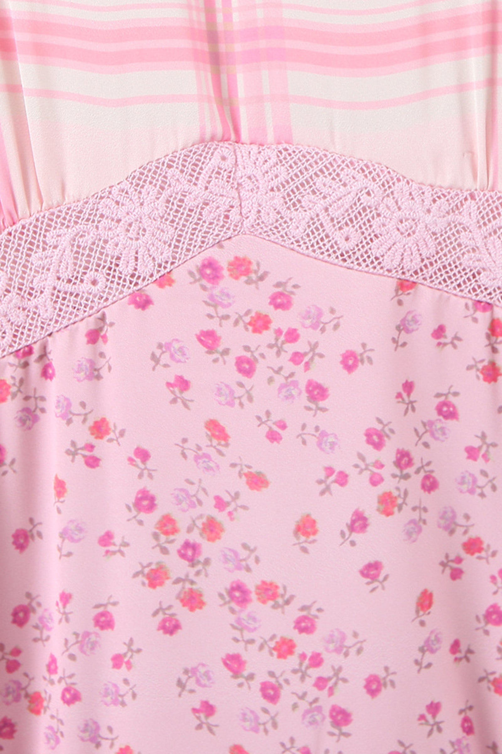 Patchwork Floral Long Sleeve Lace Trim Tiered Ruffle Mini Dress