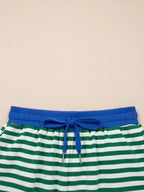 Stripe Boxy Tee and Drawstring Elastic Waist Shorts Set