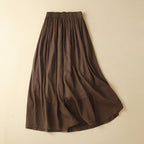 Amoi Thin Double-layer Lined Artistic Cotton Linen Skirt