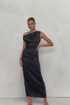 Solid Sleeveless Asymmetric Formal Dress