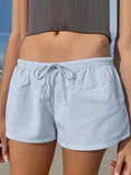 Lace Up Striped Loose Shorts