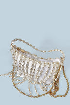 Fashionable Pearl Irregular Beaded Tassel Bag