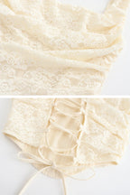 White Lace-up Crop Top And Maxi Skirt Dress