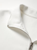 Denim Splice Letter Print Lapel Neck Oversized Hoodie