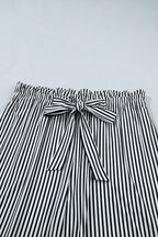 Black Stripe Plus Size Loose Straight Casual Pants