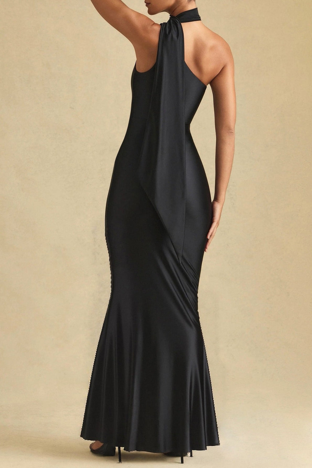 Sexy Halter Mermaid Satin Gown Silk Dress