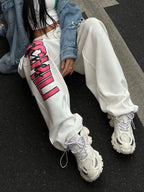 Contrast Color Print Loose Sweatpants