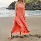 Teresa Aesthetic Sleeveless Dress with Pockets Made of Cotton and for Women Elevated Occasion Wear