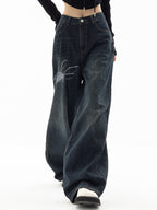 Vintage Blue 90s Print Boyfriend Jeans
