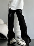 Spider Embroidery Side Zip Up Skinny Jeans
