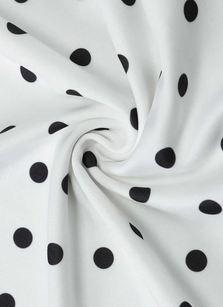 Polka Dot One Shoulder Tie Strap Ruched Bodycon Mini Dress