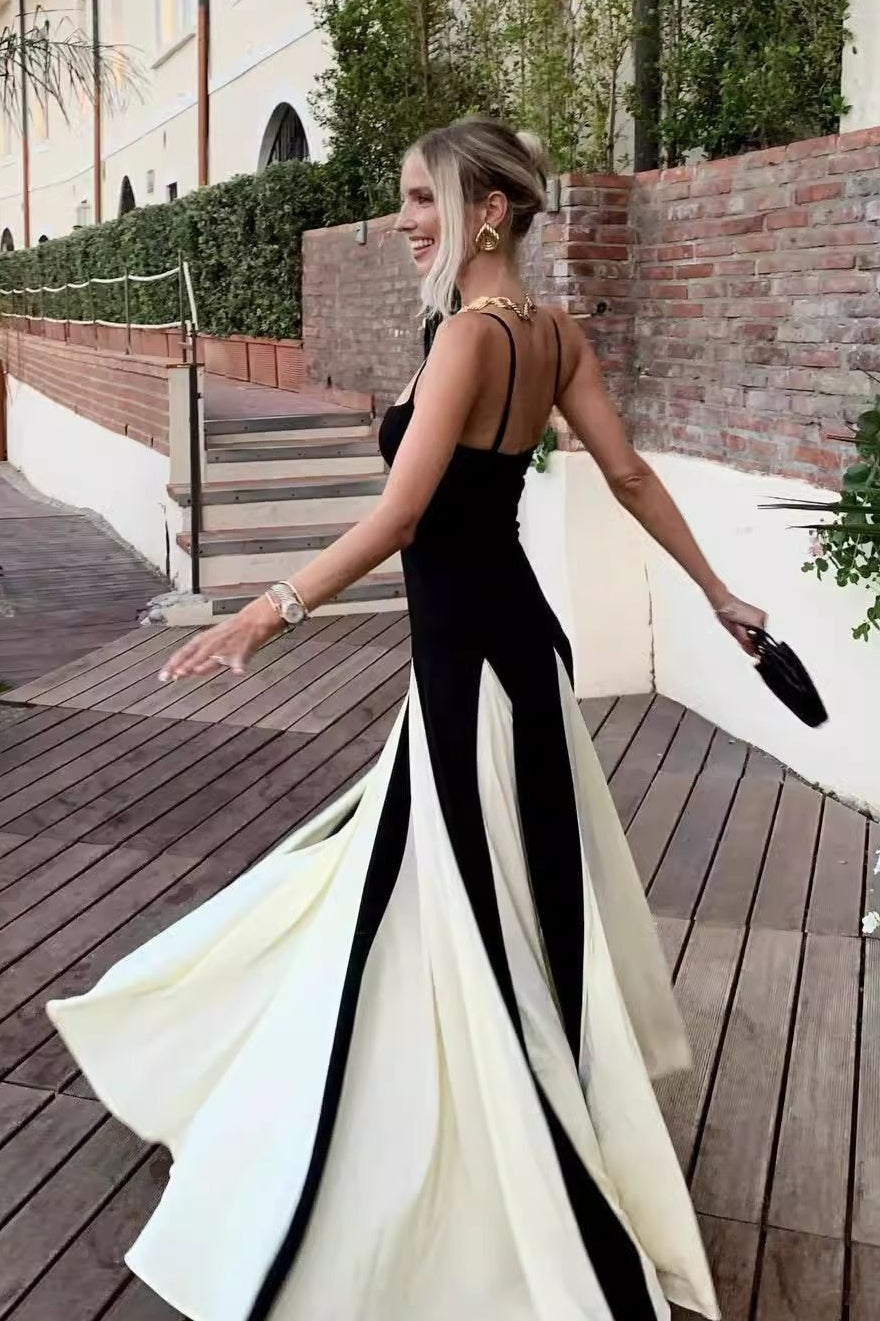 Black Colorblock Cami Maxi Dress