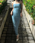 Glitter Sleeveless Tube Maxi Dress