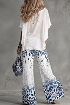 Safari Glam Draped Blouse & Ombre Leopard Wide-Leg Trousers Set