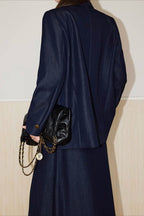 Textured Double Breasted Two Piece Blazer Skirt Set