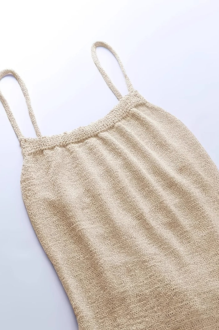 Knit Cami Slim Backless Sweater Dress