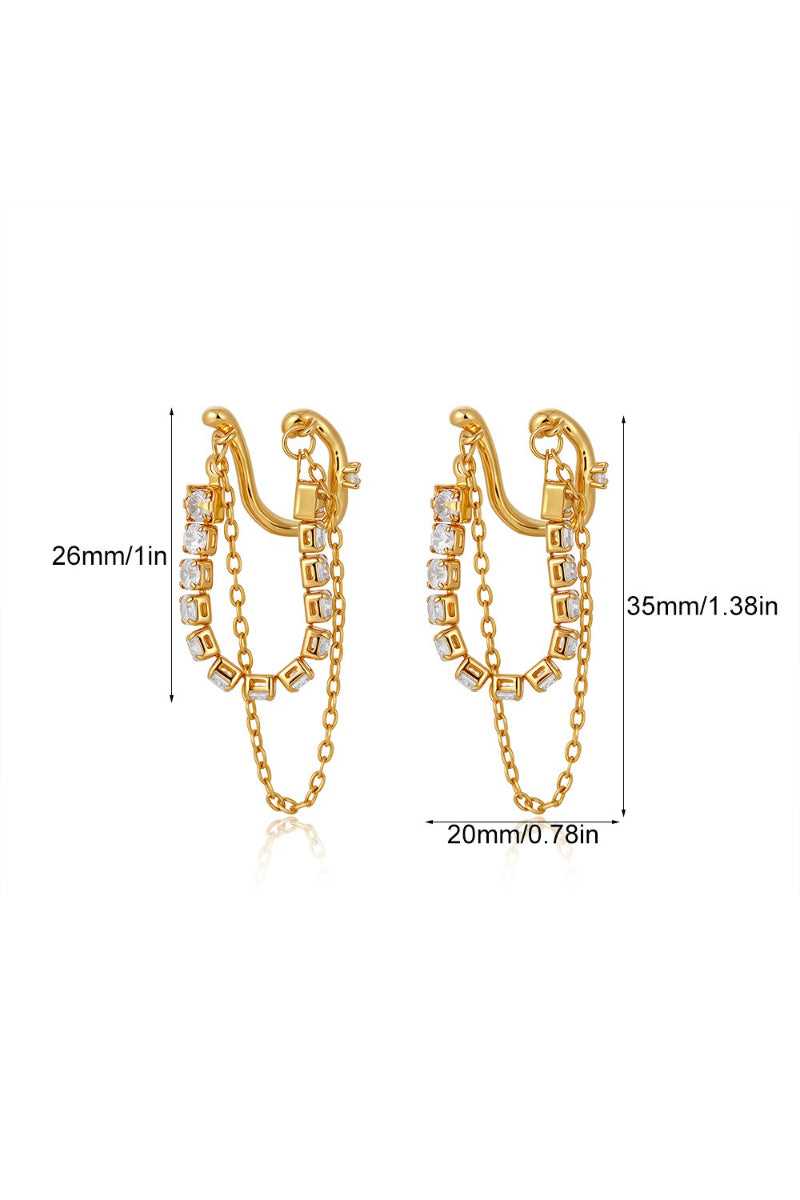 18K Gold Zirconia Fringe Ear Cuff Earrings