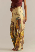 We The Free Denim Playful Doodle Printed Mid Rise Pocket Wide Leg Jeans