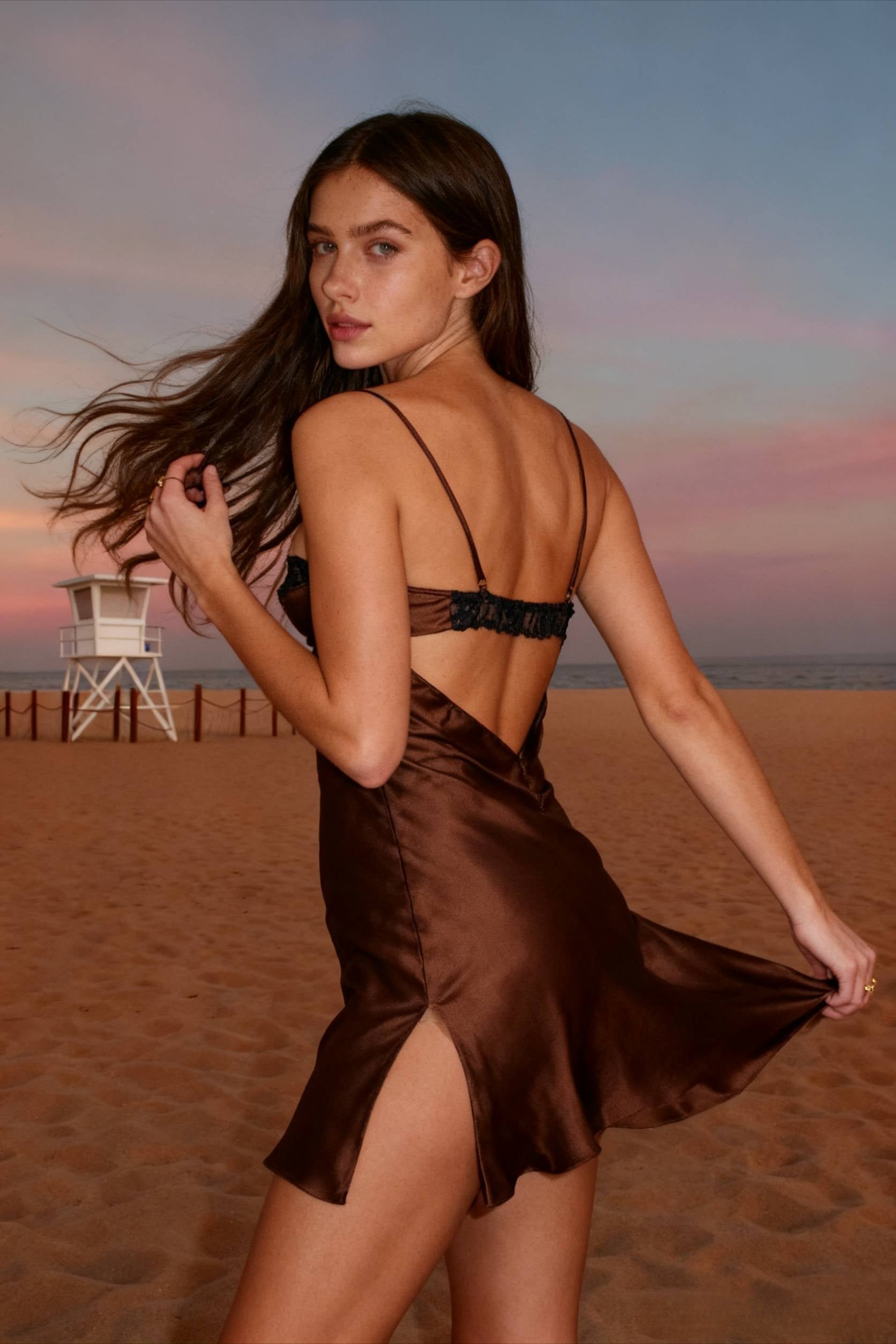 Satin Lace Trim Bustier Sweetheart Neck Spaghetti Strap Slip Mini Dress
