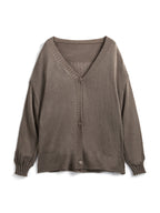 Mohair Solid Lantern Sleeve Baggy Cardigan