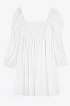 Square Neck Empire Waist Puff Sleeve Babydoll Mini Dress